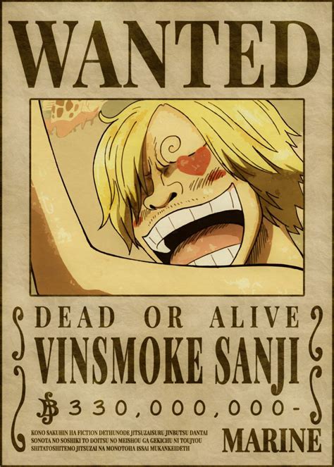 Sanji Bounties Metal Poster Print Mecha Nime Displate Wanted One Piece Cartaz Imagens