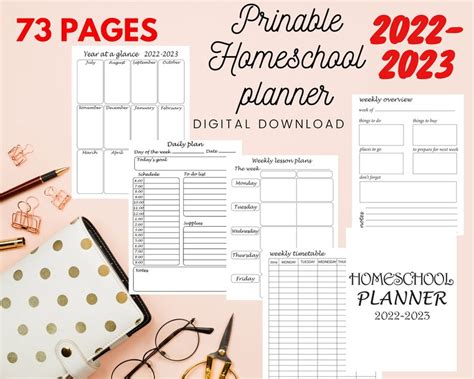 Homeschool Planner Printable 2022 2023 Printable Homeschool Etsy