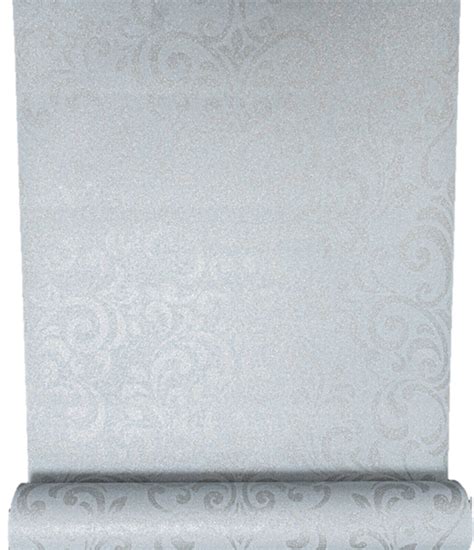 Lipsy Of London Damask Silver Grey Glitter Heavyweight Vinyl Luxury