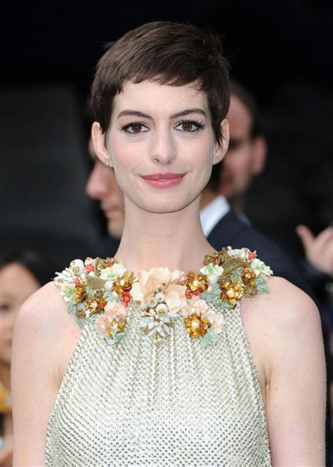 Anne Hathaway Casual Short Straight Pixie Haircut Hairstyles Weekly