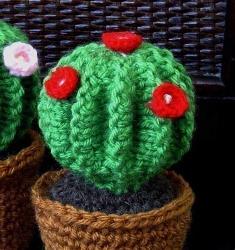 Knitted Barrel Cactus In Crochet Pot Pincushion Instant Etsy Pin