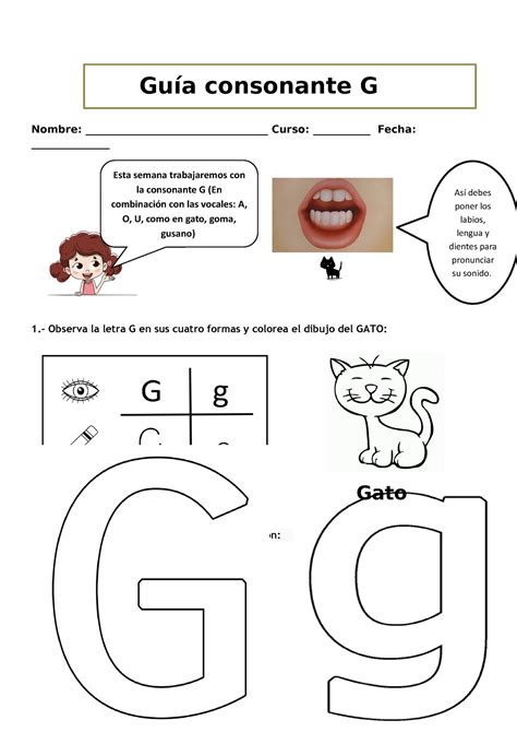Guía Consonante G Ga Go Gu Guía Consonante G Nombre
