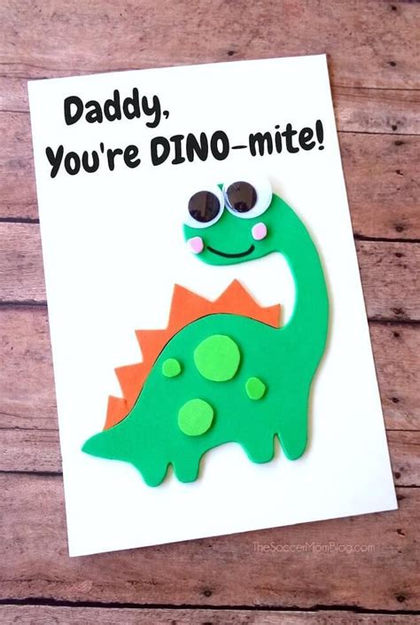 This Pun Tastic Homemade Fathers Day Card Sure Is Dino Mite Its The Perfect Easy Last M