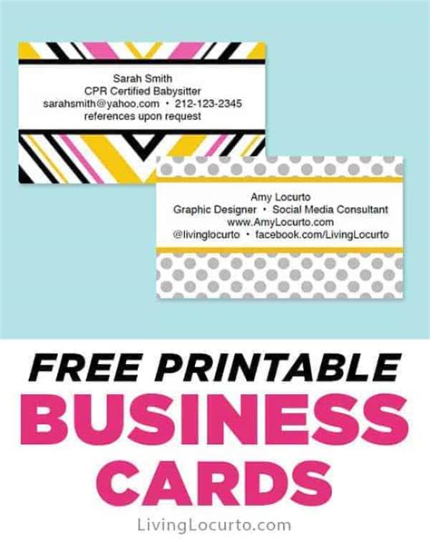 Free Business Cards Easy Printables Living Locurto