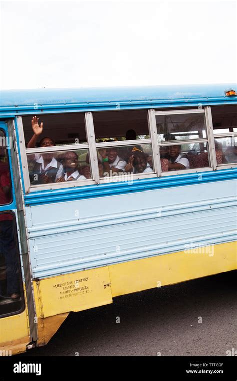 Jamaica Port Antonio A School Bus And Students Stock Photo Alamy