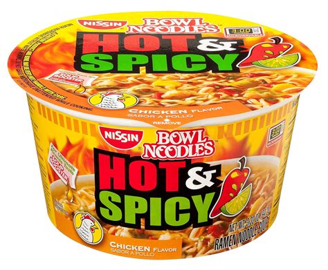Nissin Hot And Spicy Bowl Noodles Chicken 3 32 Ounce Pack Of 12 Grocery