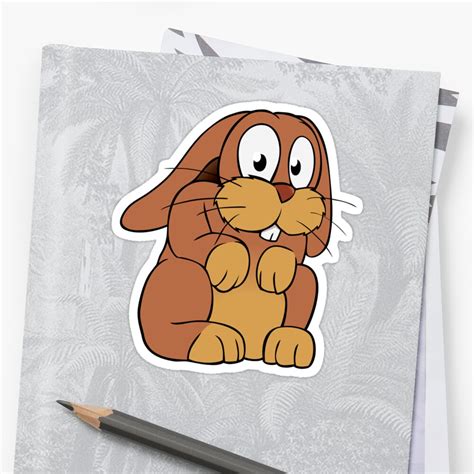 Cute Cartoon Rabbit With Big Eyes Stickers By Colin