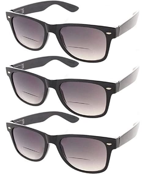 3 pair classic bifocal outdoor reading sunglasses stylish comfort magnification lens black