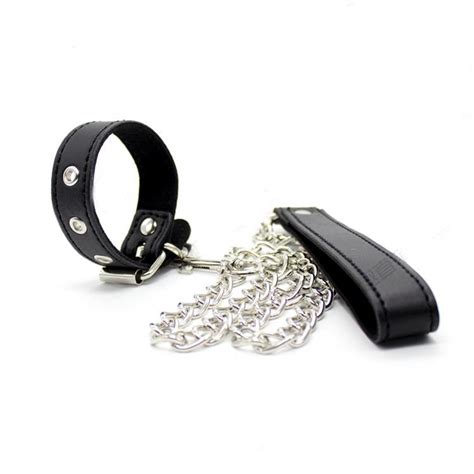 Male Penis Ring Erection Impotence Sex Aid Chain Leashleather Penis