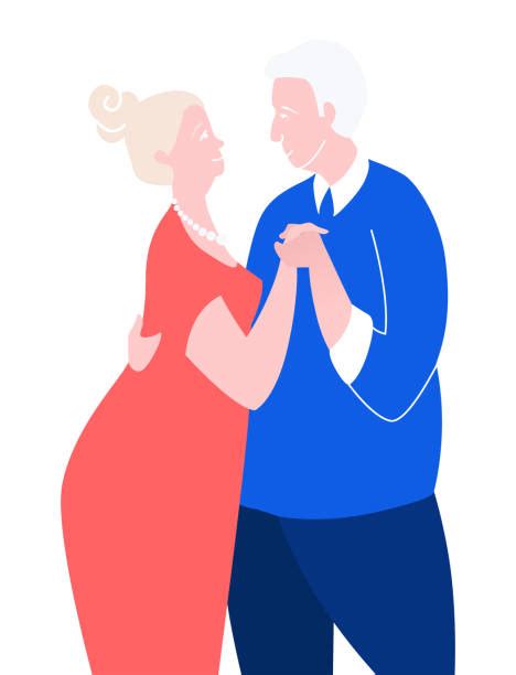Best Two Couples Of Old Senior People Dancing Together Illustrations