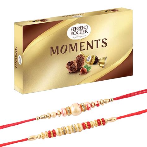 SFU E Com Rocher Moments With Set Of 2 Rakhi Rakhi Chocolate Gift