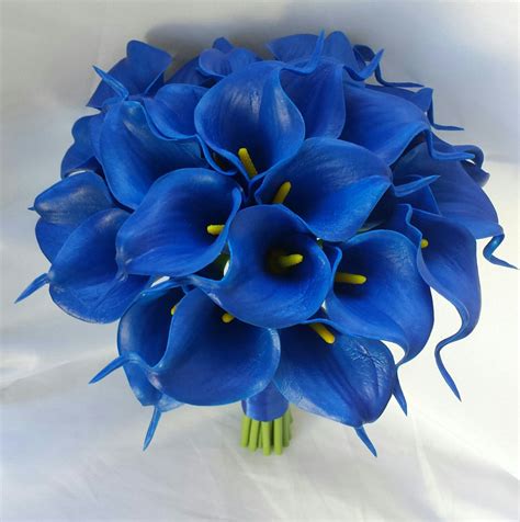 Royal Blue Calla Lily Bouquets Blue Calla Lily Bouquet Royal Etsy