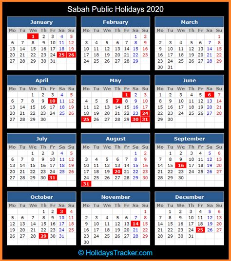 The malaysian government has confirmed the list of malaysia public holidays in 2021. Sabah (Malaysia) Public Holidays 2020 - Holidays Tracker