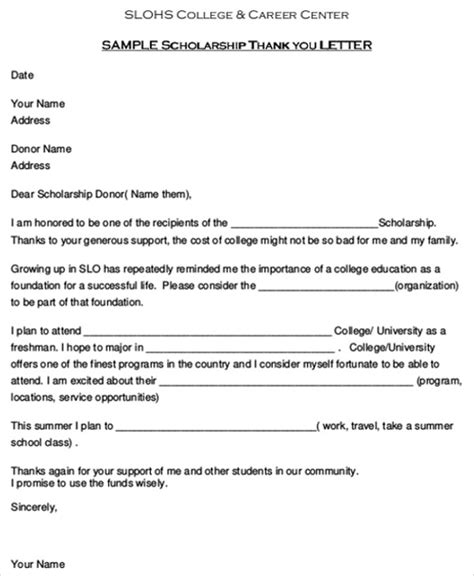Free 5 Sample Thank You Letter For Scholarship Award In Pdf