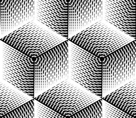 Black And White Illusive Abstract Geometric Seamless 3d Pattern Stock