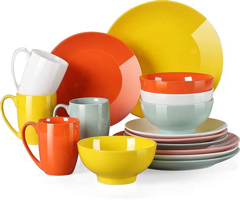 Porcelain Dinnerware Set For 4 16 Piece Orange Dinner Sets