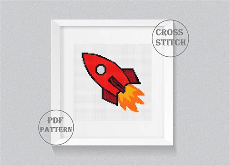 Space Rocket Cross Stitch Pattern Easy Cross Stitch Modern Etsy