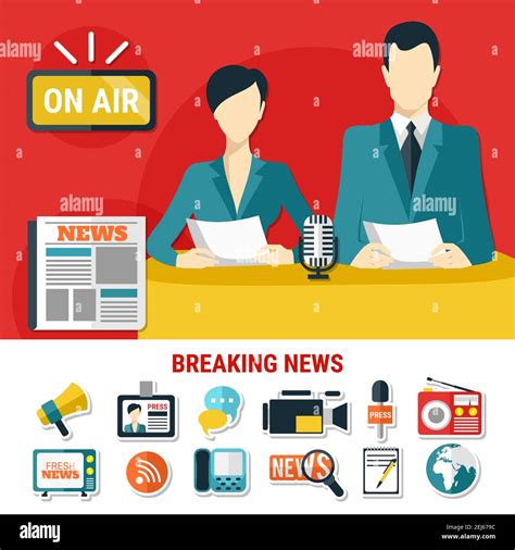Breaking News Design Concept With Television Announcers On Air And Set