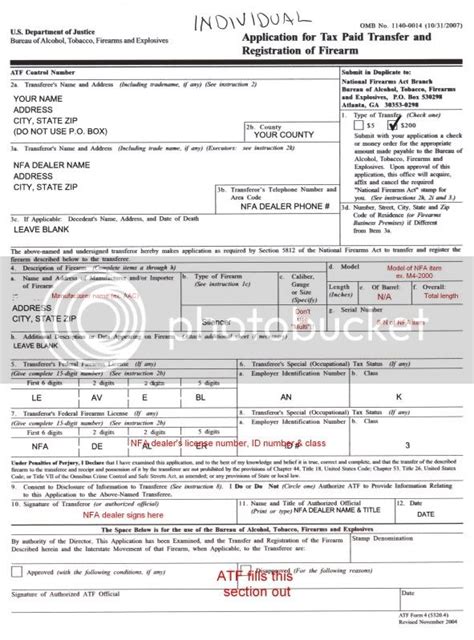 Atf Form 4 Individual Template