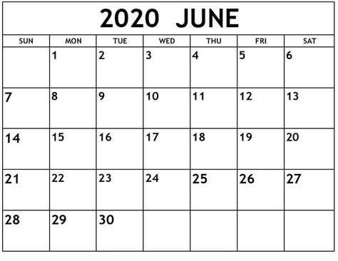 June 2020 Editable Calendar Word Pdf Excel Calendar Letters