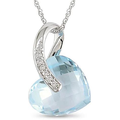 Diamond Heart Necklace Blue Heart Pendant Diamond Heart Jewelry