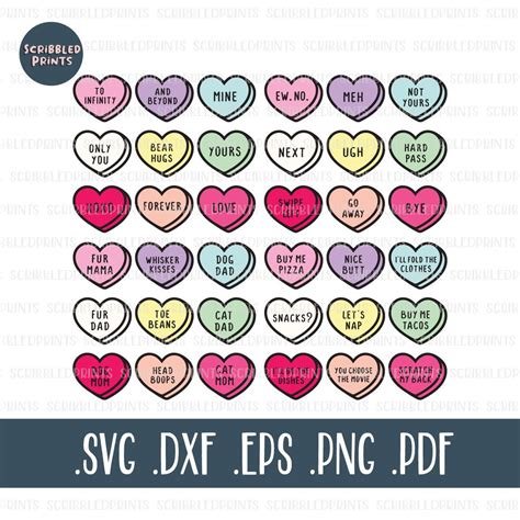 Candy Hearts Svg Conversation Hearts Svg Valentines Day Etsy