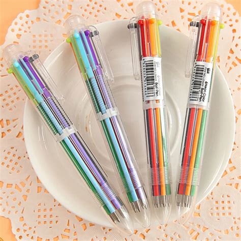 1pc Multifunction 6 Color Refills Ballpoint Pen Creative Writing Colorful Multi Cute Ball Point