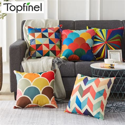 Topfinel Hot Geometry Decorative Throw Pillows Case Linen Cotton Cushion Cover Creative