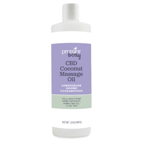 Premier Body 32 Oz Cbd Coconut Massage Oil With Lemongrass 1600mg