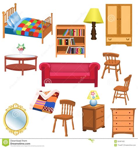 Illustration About Vector Set Of Furniture For Living Room And Bedroom Isolated On A White