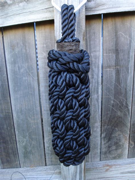 Decorative ~ Nautical Small Boat Fender Handmade From Black Polyester Rope