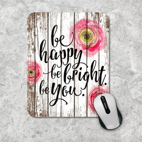 Quote Mousepad Be Happy Mouse Pad Watercolor Mouse Mat Etsy
