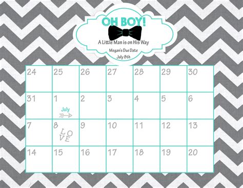 Bow Tie Baby Shower Due Date Calendar Baby Shower Game