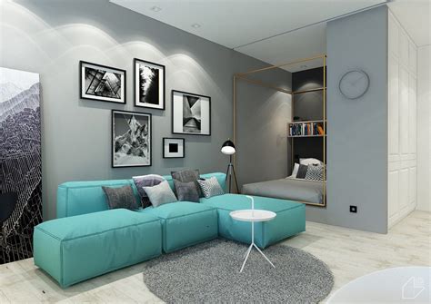 minimalist apartment design ideas  beautiful blue accents roohome