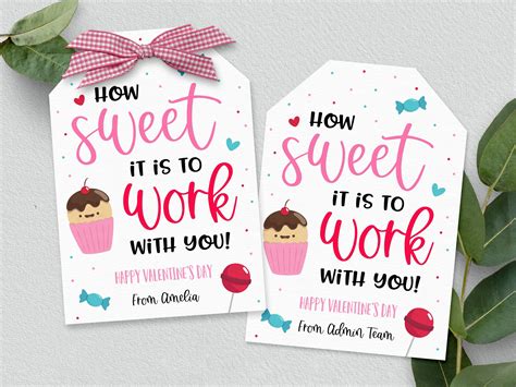 Editable Valentines Coworker T Tag How Sweet It Is To Work Etsy
