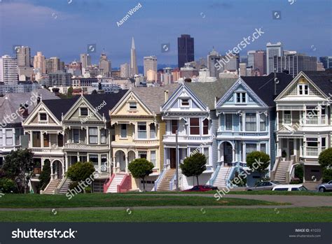 Postcard Row Houses San Francisco California Stock Photo 41033