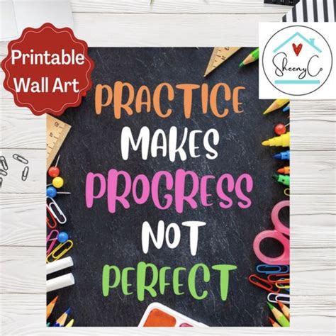 Printable Art Practice Makes Progress Not Perfect Etsy Art Practice