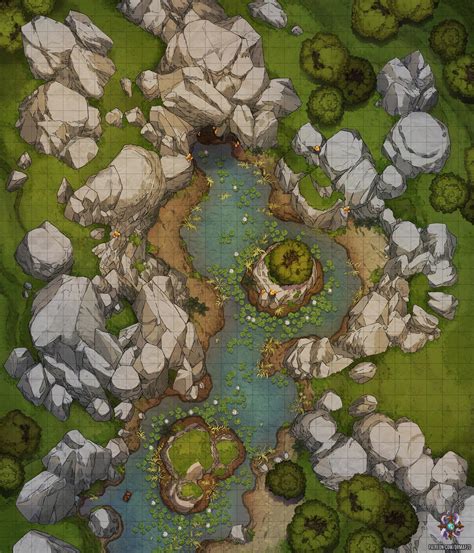 Forest Cave Entrance Battle Map 30x35 Rdndmaps