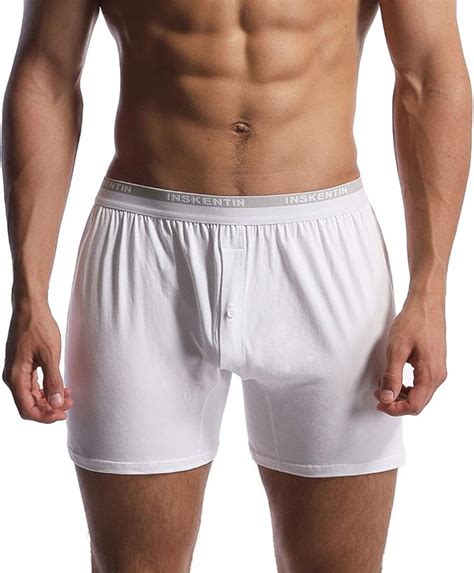 Inskentin Mens Soft Cotton Stretch Knit Boxer Shorts Relaxed Fit Loose Underwear