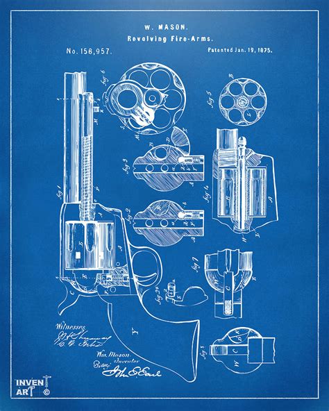 1875 Colt Peacemaker Revolver Patent Blueprint Digital Art By Nikki