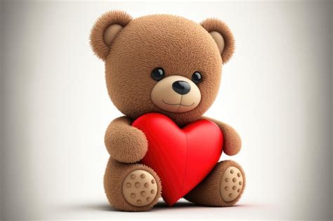 Premium Photo Brown Teddy Bear Holding A Red Heart On White