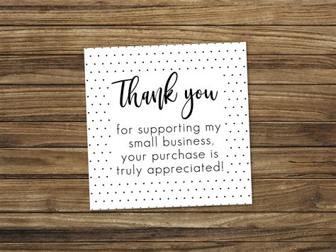 Printable Small Business Thank You 3x3 Inches Card Thank You Etsy