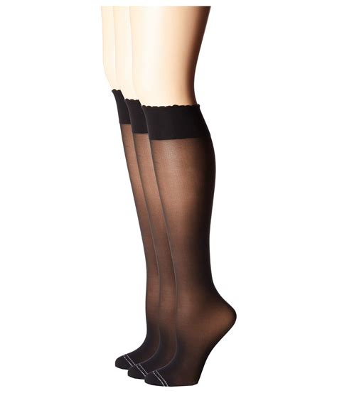 Hue Synthetic Graduated Compression Sheer Knee High Socks 3 Pair Pack In Black Lyst