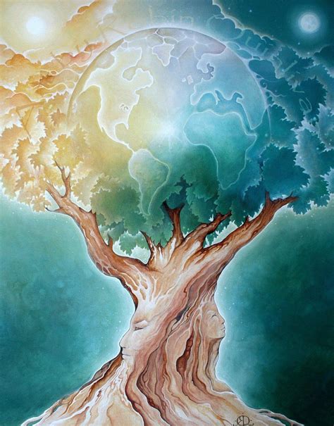 Earth Tree 11x14 Tree Of Life Art Print Of Painting Earth Etsy Tree