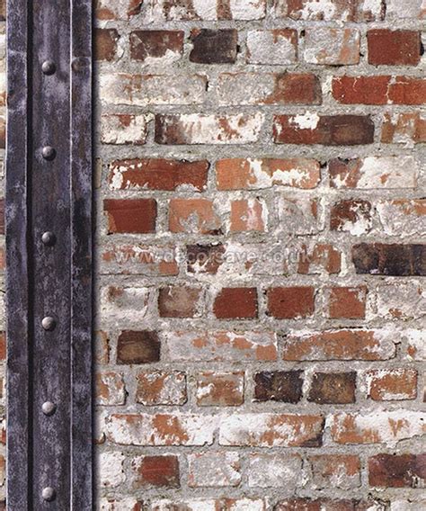 Muriva Loft Brick With Beam Wallpaper 102540 Feature Wall Rough Rustic