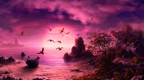 Sunset Pink Sea Ratushnyak Vitaliy Luminos Beach Fantasy Water