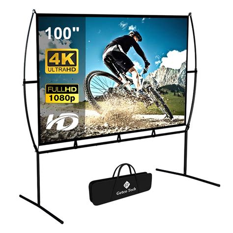 Projector Screen With Stand Foldable Portable Movie Screen 100 Inch16