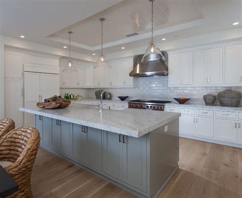 Sink base cabinet has 2 wood drawer boxes that offer a wide variety of storage possibilities. Cape Cod California Beach House with Blue and White ...