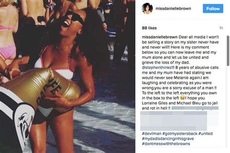 danielle brown instagram post tells mel b s husband stephen belafonte to rot in hell daily star