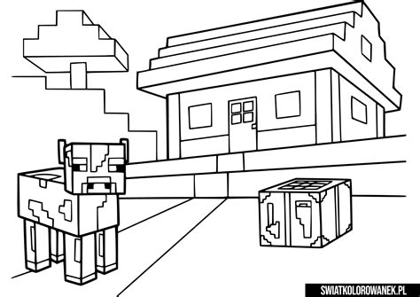 Minecraft Krowa I Dom Darmowe Kolorowanki Do Druku